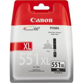 Canon Tinteiro Original CLI-551 BK XL de Alto Rendimento com Tinta ChromaLife 100+, Preto, Individual, 6443B004