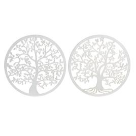 Decoração de Parede DKD Home Decor Branco Metal Árvore (2 pcs) (40 x 1 x 40 cm)