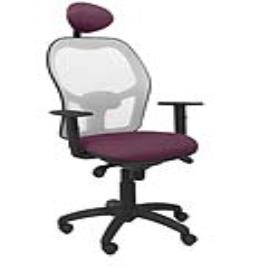 Silla de Oficina Jorquera malla gris asiento bali lila con cabecero fijo