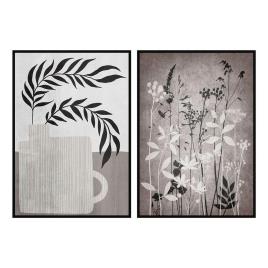 Pintura DKD Home Decor Folhas (2 pcs) (53 x 4.5 x 73 cm)