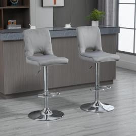 Conjunto de 2 Bancos de Bar Cadeiras Altas com Altura Ajustável e Giratórios com Estrutura de Metal e Apoio para os Pés 41x51x9