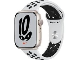 Pré-venda APPLE Watch Nike GPS 45 mm Luz das Estrelas com Bracelete Desportiva Nike Platina-pura/Preto