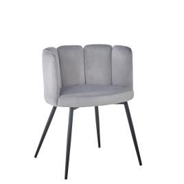 Cadeira de Sala de Jantar DKD Home Decor Poliéster Metal Cinzento Claro (59 x 53.5 x 74 cm)