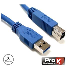 CABO USB-A 3.0 MACHO / USB-B MACHO 3M PROK