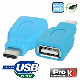 FICHA ADAPTADORA USB-C 2.0 MACHO / USB-A FÊMEA OTG