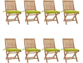 Conjunto 8 Cadeiras de Jardim VIDAXL Dobráveis c/Almofadas 3072872 (46,5x58x88 cm - Madeira)