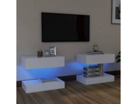 Móveis de TV com luzes LED 2 pcs 60x35 cm branco