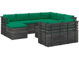 Conjunto de Jardim  Lounge (Verde - Madeira - 65x65x71.5 cm - 10 Peças)