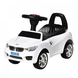 HOMCOM Carro Andador para Crianças de 18-36 Meses com Faróis Música Buzina Volante Compartimento de Armazenamento e Alça para Empurrar 63,5x28x36 Branco