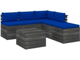 Conjunto de Jardim VIDAXL Lounge 3061933 (Azul - Madeira - 60x60x41.5 cm - 6 Peças)