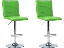 Cadeiras de Bar VIDAXL (Verde - Couro Artificial - 42 x 52 x 117 cm)