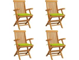 Conjunto 4 Cadeiras de Jardim VIDAXL c/Almofadas 3065628 (55x60x89 cm - Madeira de Teca)