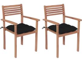 Conjunto 2 Cadeiras de Jardim  c/Almofadas 3062284 (56x51x90 cm - Madeira de Teca)