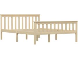 Estrutura de cama em pinho maciço 140x200 cm cor madeira clara