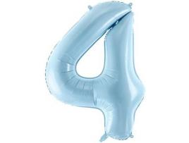 Balão  número 4 Foil 86cm Azul Claro