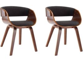 Conjunto 2 Cadeiras de Jantar  (Cinzento - Tecido - 53 x 52 x 70 cm)