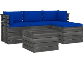 Conjunto de Jardim  Lounge 3061813 (Azul - Madeira - 65x65x71.5 cm - 5 Peças)