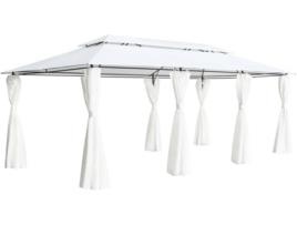 Gazebo com cortinas 600x298x270 cm 180g/m² branco