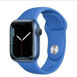 Apple Watch 7, GPS 41 mm - Azul, bracelete desportiva azul abissal