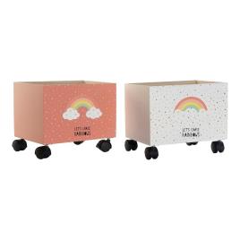 Caixa de Armazenamento com Rodas  Madeira MDF (2 pcs) (30 x 22 x 26 cm)