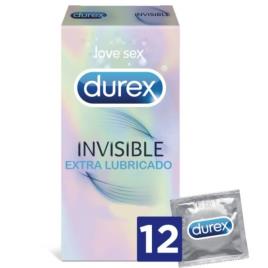 Preservativos Durex extra lubrificados e invisíveis 12 unidades