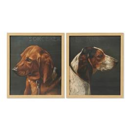 Pintura DKD Home Decor Dog Cão (2 pcs) (38 x 3 x 43 cm)