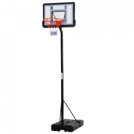 HOMCOM Cesta de basquete com suporte portátil Aro de cesta ajustável em altura com base recarregável para crianças e adultos 86x153x250-350 cm Preto