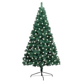 vidaXL Meia árvore de Natal artificial LED e suporte 120 cm PVC verde