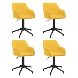 Cadeiras de jantar giratórias 4 pcs tecido amarelo