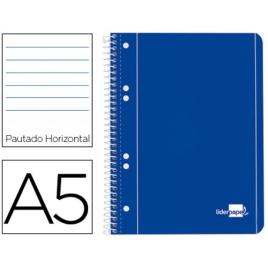 Cadernos A5 espiral de capa azul (80 fls) Tipo de página: Pautada