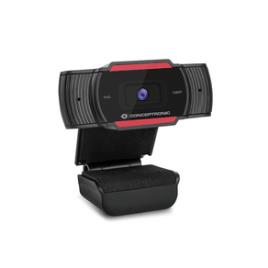 Conceptronic Amdis Webcam Full hd 1080p usb 2.0 - Microfono Integrado - Enfoque Fijo - Angulo de Vision 65? - Cable de 1.50m - Color Negro/rojo