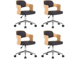 Conjunto 4 Cadeiras de Jantar VIDAXL 3054936 (Preto - Couro Artificial - 47.5 x 53 x 76 cm)