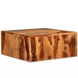 Mesa de centro em madeira de sheesham maciça 70x70x30 cm