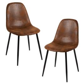 Presentes Miguel - Pack 2 Cadeiras Teok Couro Sintético - Marrom vintage Teok