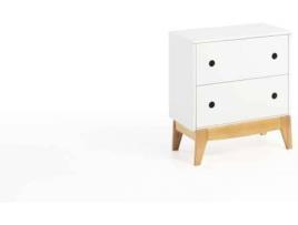 Mesa de Cabeceira  NDK-700 (Madeira e Branco)