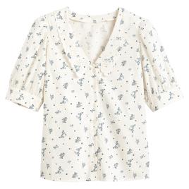 La Redoute Collections Camisa em algodão bio, gola com detalhes bordados