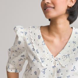 La Redoute Collections Camisa em algodão bio, gola com detalhes bordados