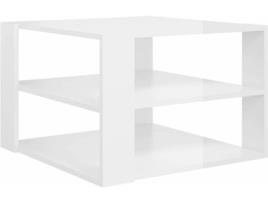 Mesa de centro 60x60x40 cm contraplacado branco brilhante
