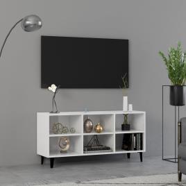 Móvel de TV com pernas em metal 103,5x30x50 cm branco brilhante