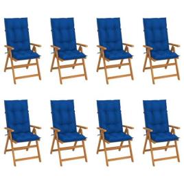 Cadeiras de Jardim Reclináveis C/ Almofadões 8 pcs Teca Maciça