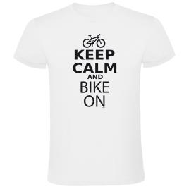 Camiseta De Manga Curta Keep Calm And Bike On S White