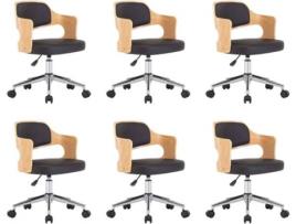 Conjunto 6 Cadeiras de Jantar VIDAXL 3054937 (Preto - Couro Artificial - 47.5 x 53 x 76 cm)