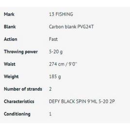 13 Fishing Cana Spinning Defy Black 1.83 m Black