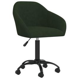 vidaXL Cadeira de escritório giratória veludo verde escuro