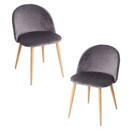 Presentes Miguel - Pack 2 Cadeiras Vint Veludo - Cinza escuro