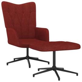 Cadeira de descanso com banco tecido vermelho tinto