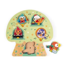 Janod Musical Puzzle Birdy Party 5 Multicolor