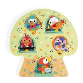 Janod Musical Puzzle Birdy Party 5 Multicolor