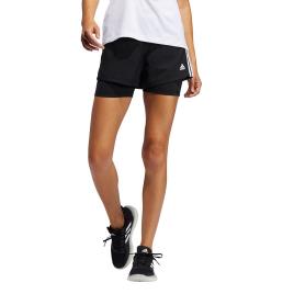 Adidas Calças Curtas Pacer 3 Stripes Woven 2 In 1 XL Black / White