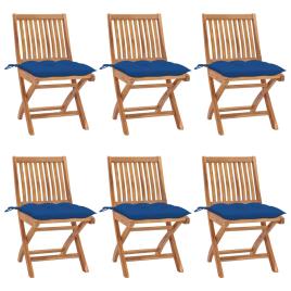 Conjunto 6 Cadeiras de Jardim  Dobráveis c/Almofadas 3072859 (46,5x58x88 cm - Madeira)